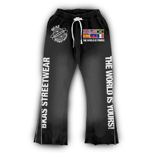 The World is Yours! Zipper Flared Sweats